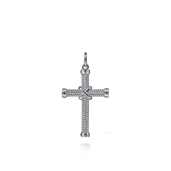 Sterling Silver Twisted Rope Cross Pendant with X Center Meigs Jewelry Tahlequah, OK