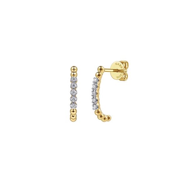 14K Yellow Gold Diamond Bujukan Butter Cup J Hoop Earrings Meigs Jewelry Tahlequah, OK