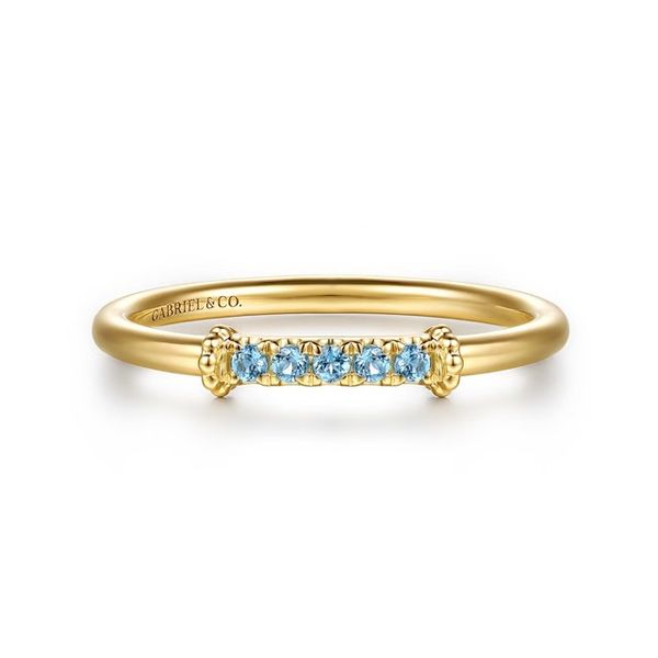 14K Yellow Gold Bujukan and Blue Topaz Stackable Ring Meigs Jewelry Tahlequah, OK