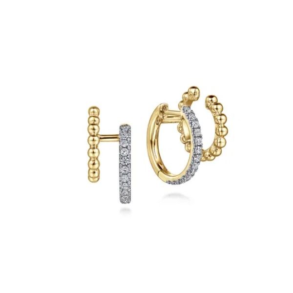 14KY .34CT HUGGIE AND BUJUKAN DIA CUFF EARRINGS Meigs Jewelry Tahlequah, OK