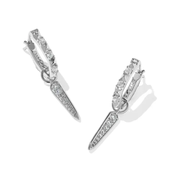 RHOD FATE CHARM WHITE CZ HUGGIE EARRINGS Meigs Jewelry Tahlequah, OK