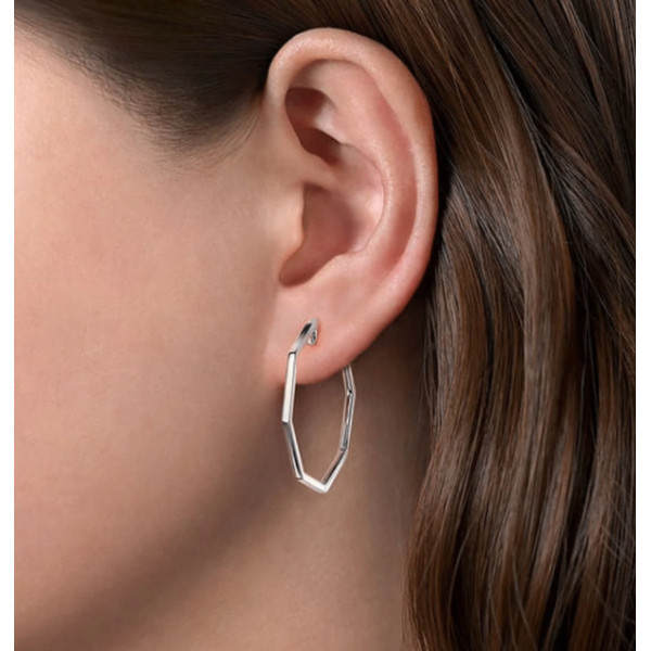 Sterling Silver Geometric Classic Hoops Image 2 Meigs Jewelry Tahlequah, OK