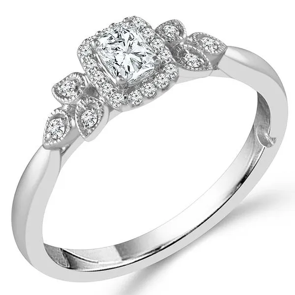 Radiant Vintage Diamond Halo Wedding Set Image 3 Meigs Jewelry Tahlequah, OK