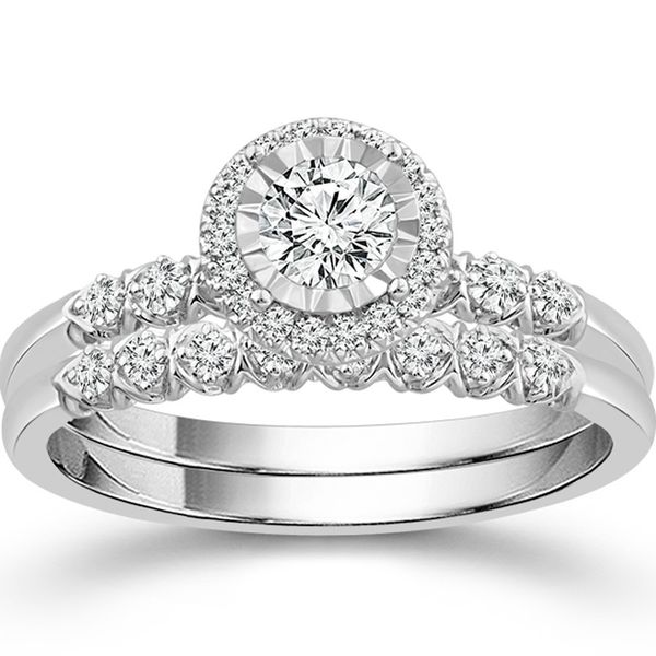 Round Diamond Halo Wedding Set Meigs Jewelry Tahlequah, OK
