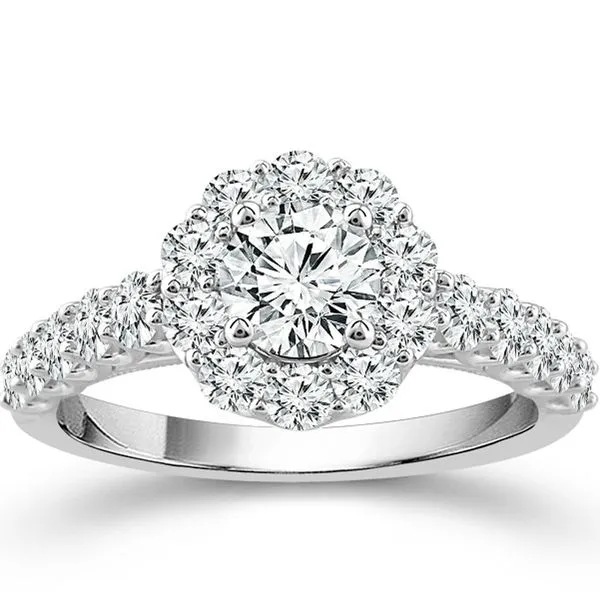 Round Lab Diamond Halo Engagement Ring Meigs Jewelry Tahlequah, OK