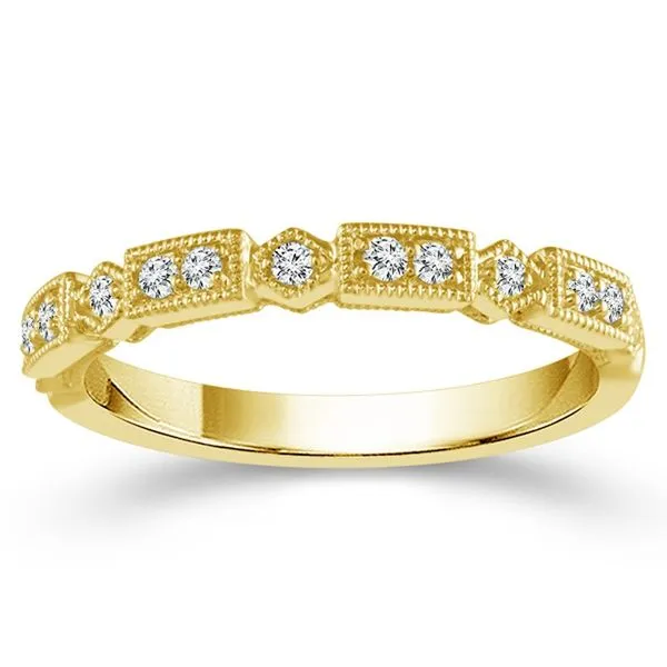 Yellow Gold Diamond Milgrain Band Meigs Jewelry Tahlequah, OK