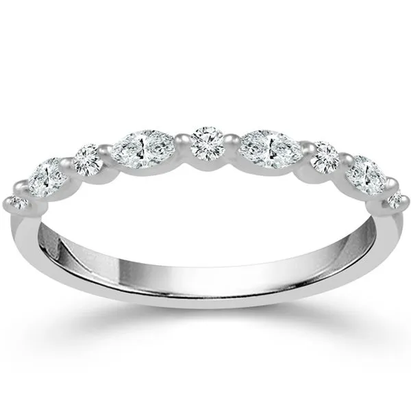 White Gold Round & Marquise Diamond Band Meigs Jewelry Tahlequah, OK