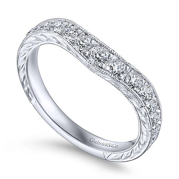 14Kt White Gold Curved Diamond Wedding Band Image 2 Meigs Jewelry Tahlequah, OK
