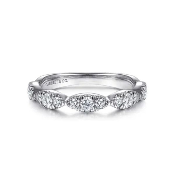 14K White Gold Diamond Cluster Marquise Station Wedding Band Meigs Jewelry Tahlequah, OK