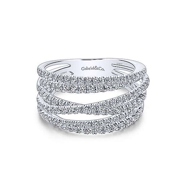 Gabriel & Co. White Gold Multi Row Diamond Ring Meigs Jewelry Tahlequah, OK