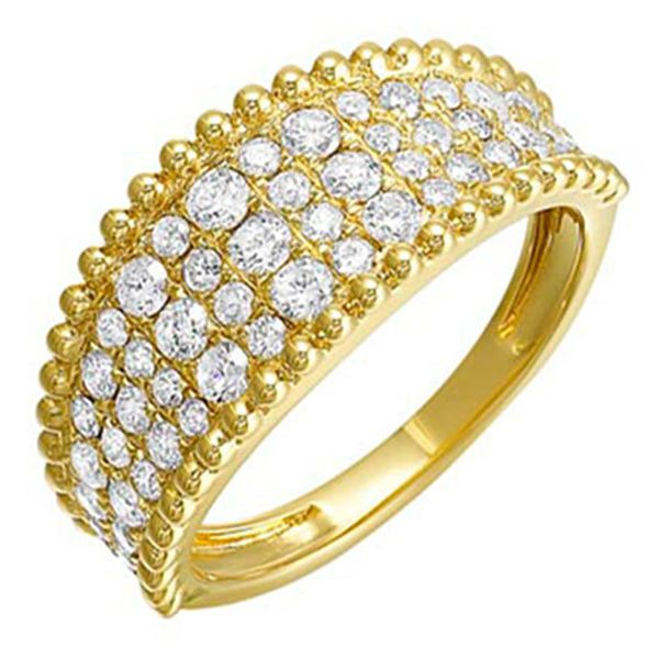 Yellow Gold 4 Row Diamond Ring Meigs Jewelry Tahlequah, OK