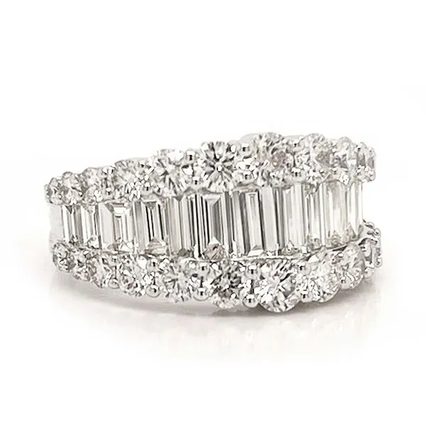 White Gold Round & Baguette Diamond Band Image 2 Meigs Jewelry Tahlequah, OK