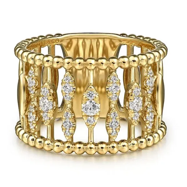 Gabriel & Co. Diamond & Bujukan Beads Wide Band Ring Meigs Jewelry Tahlequah, OK