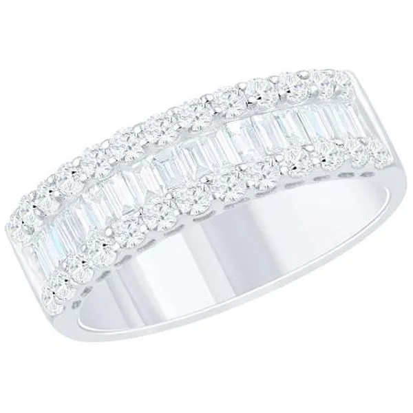 White Gold Round & Baguette Diamond Band Meigs Jewelry Tahlequah, OK
