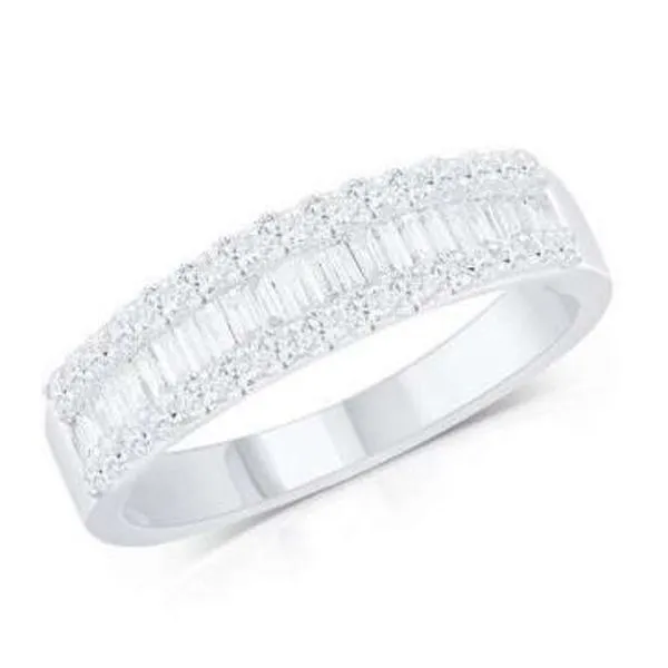 White Gold Round & Bagguette Diamond Band Meigs Jewelry Tahlequah, OK