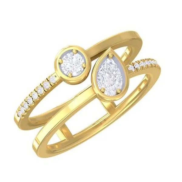 Yellow Gold Round & Pear 2Row Diamond Ring Meigs Jewelry Tahlequah, OK