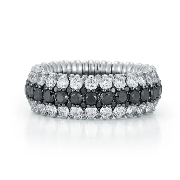 White Gold Black & White Diamond Stretch Ring Meigs Jewelry Tahlequah, OK