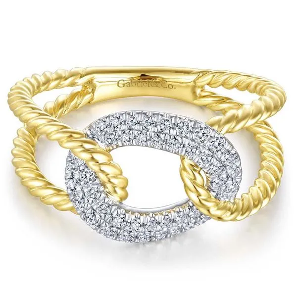 Gabriel & Co. Two Tone Diamond Knot Ring Meigs Jewelry Tahlequah, OK