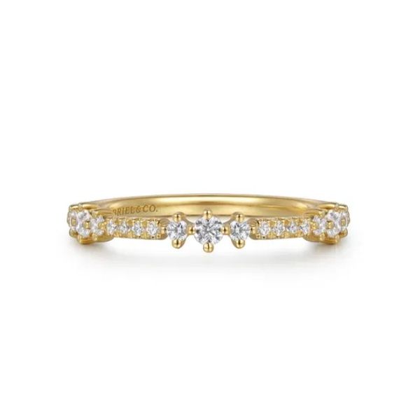 14K Yellow Gold Diamond Stack Band Meigs Jewelry Tahlequah, OK