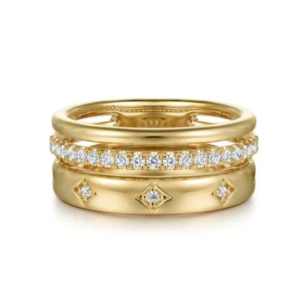 14K Yellow Gold Diamond Easy Stack Ring Meigs Jewelry Tahlequah, OK