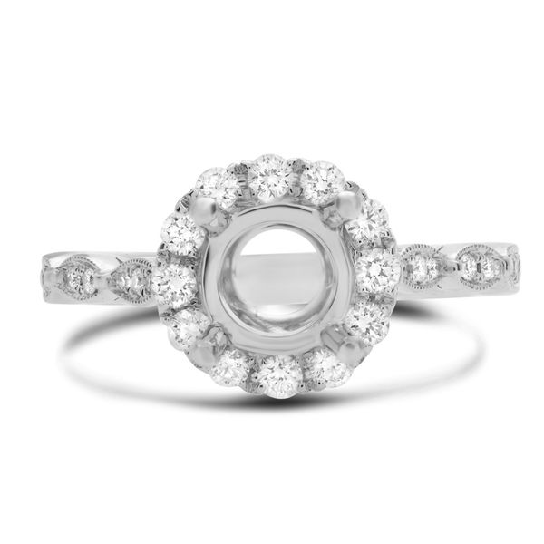 White Gold Round Diamond Halo Semi Mount Meigs Jewelry Tahlequah, OK