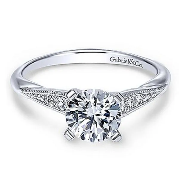 White Gold Vintage Round Diamond Semi Mount Meigs Jewelry Tahlequah, OK
