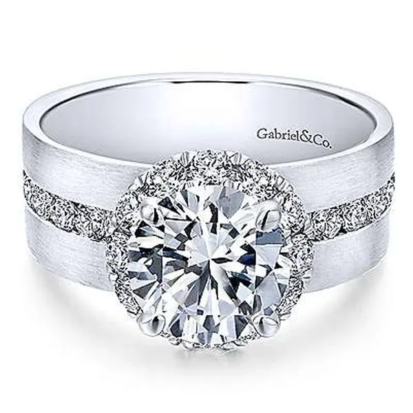 White Gold Round Diamond Halo Semi Mount Meigs Jewelry Tahlequah, OK