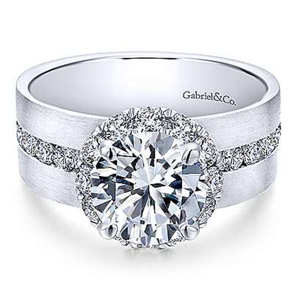Gabriel & Co. White Gold Diamond Halo Semi Mount Meigs Jewelry Tahlequah, OK
