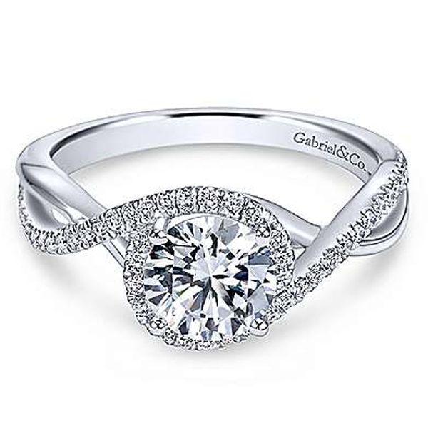 Gabriel & Co. Round Diamond Halo Swirl Semi Mount Meigs Jewelry Tahlequah, OK