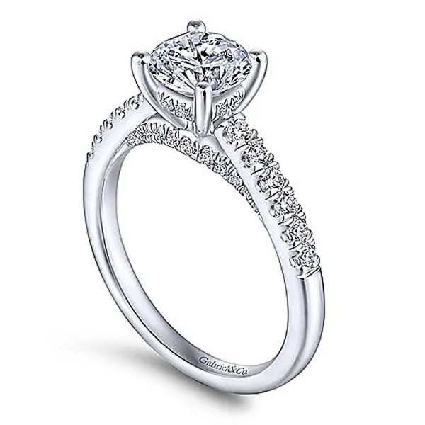 Gabriel & Co. White Gold Round Diamond Semi Mount Image 3 Meigs Jewelry Tahlequah, OK