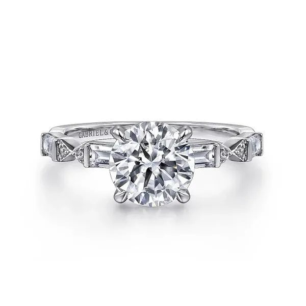 Gabriel & Co. Dariella - 14K White Gold Round Diamond Semi Mount Ring Meigs Jewelry Tahlequah, OK