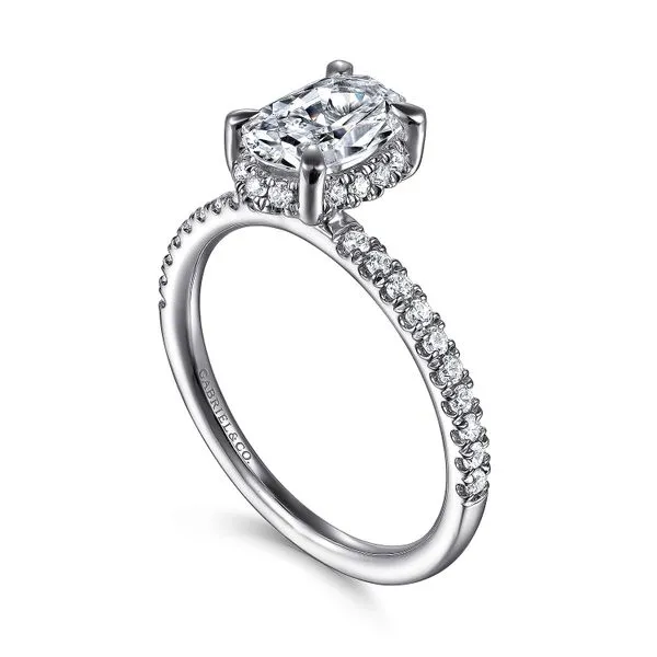 Oval Tilted Diamond Halo & Shank Semi Mount Image 3 Meigs Jewelry Tahlequah, OK