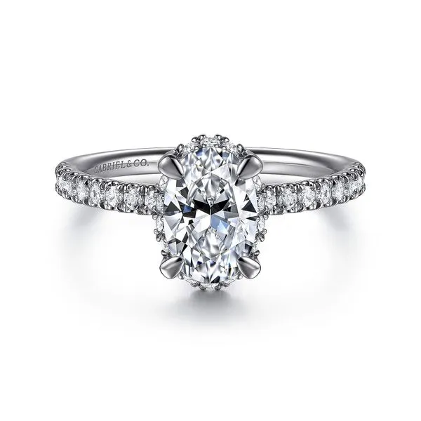 Oval Tilted Diamond Halo & Shank Semi Mount Meigs Jewelry Tahlequah, OK