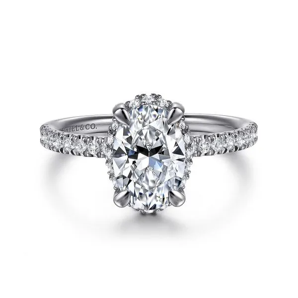 Oval Tilted Diamond Halo & Shank Semi Mount Meigs Jewelry Tahlequah, OK