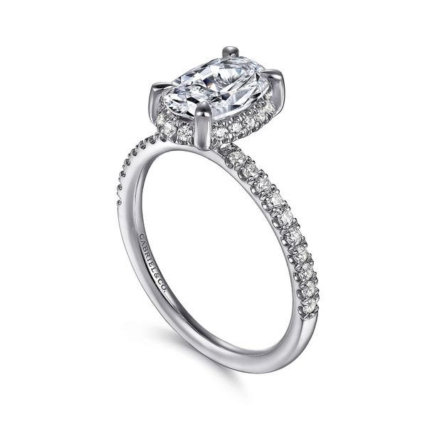 Oval Tilted Diamond Halo & Shank Semi Mount Image 3 Meigs Jewelry Tahlequah, OK