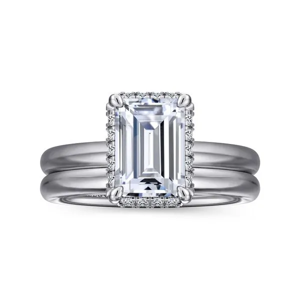 Emerald Cut Tilted Diamond Halo Semi Mount Image 5 Meigs Jewelry Tahlequah, OK