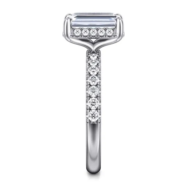 Emerald Cut Tilted Diamond Halo and Shank Semi Mount Image 4 Meigs Jewelry Tahlequah, OK