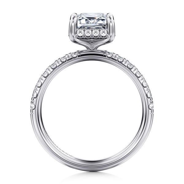 Emerald Cut Tilted Diamond Halo and Shank Semi Mount Image 2 Meigs Jewelry Tahlequah, OK
