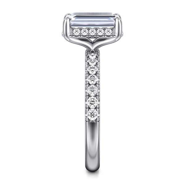 Emerald Cut Tilted Diamond Halo and Shank Semi Mount Image 4 Meigs Jewelry Tahlequah, OK