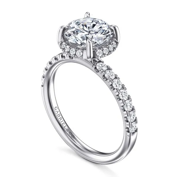 Round Tilted Diamond Halo and Shank Semi Mount Image 3 Meigs Jewelry Tahlequah, OK