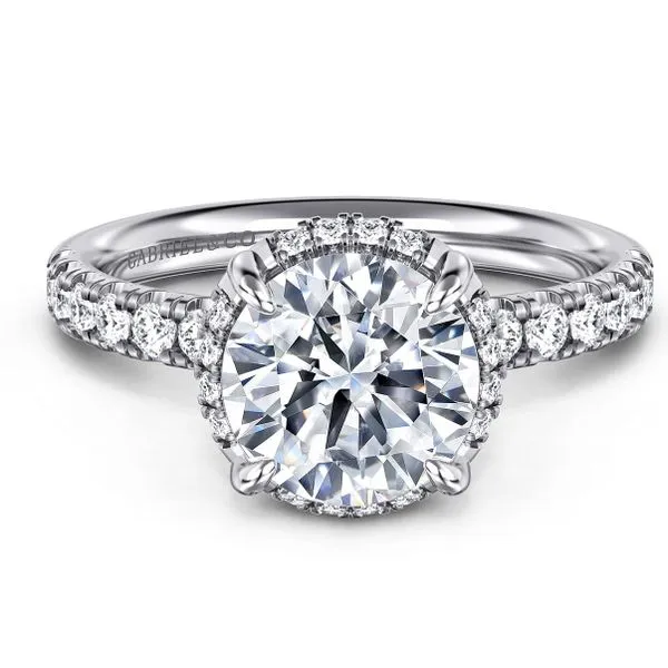 Round Tilted Diamond Halo and Shank Semi Mount Ring Meigs Jewelry Tahlequah, OK