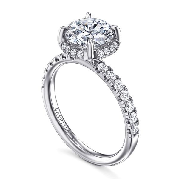 Round Tilted Diamond Halo and Shank Semi Mount Image 3 Meigs Jewelry Tahlequah, OK
