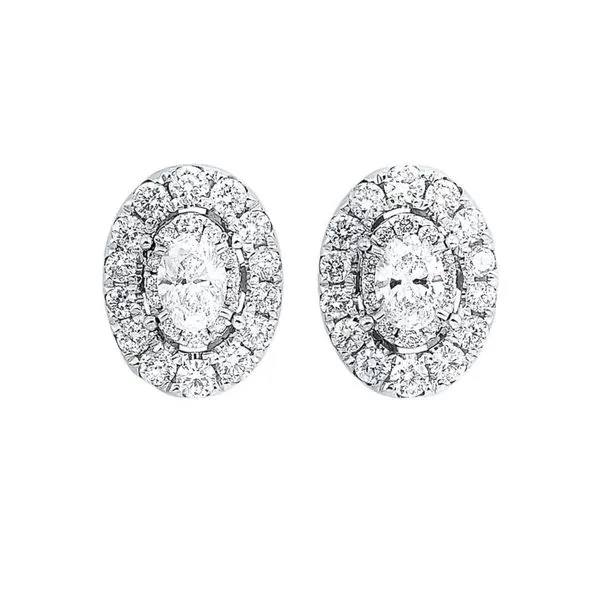 White Gold Oval Diamond Stud Earrings Meigs Jewelry Tahlequah, OK