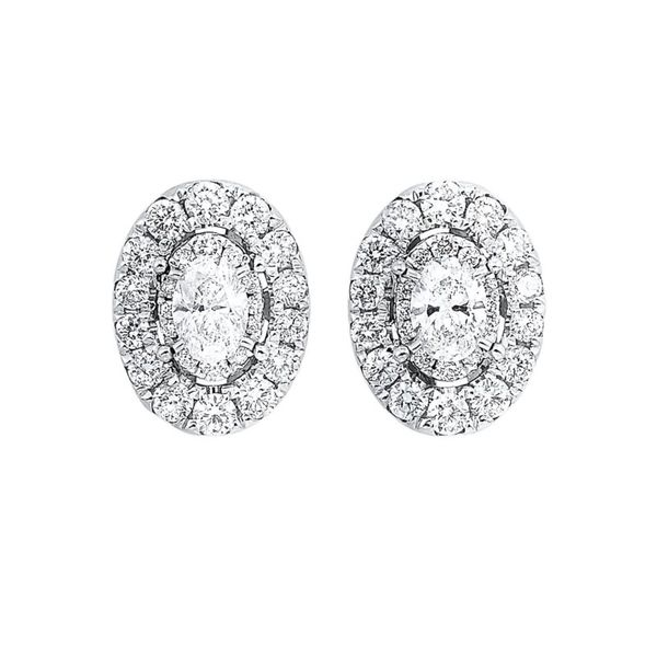 White Gold Oval Diamond Stud Earrings Meigs Jewelry Tahlequah, OK