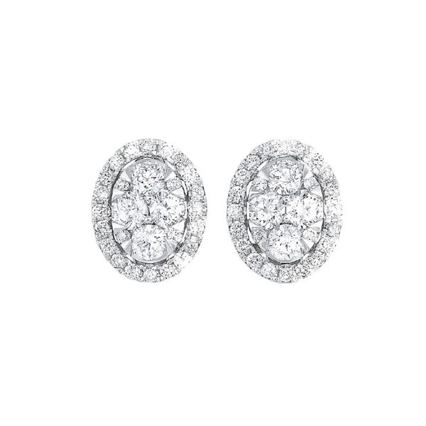 White Gold Oval Cluster Diamond Stud Earrings Meigs Jewelry Tahlequah, OK