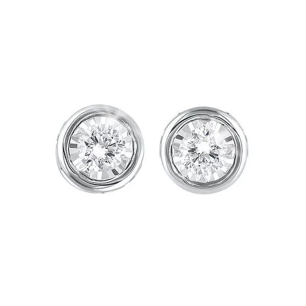 Round Bezel Diamond Stud Earrings Meigs Jewelry Tahlequah, OK