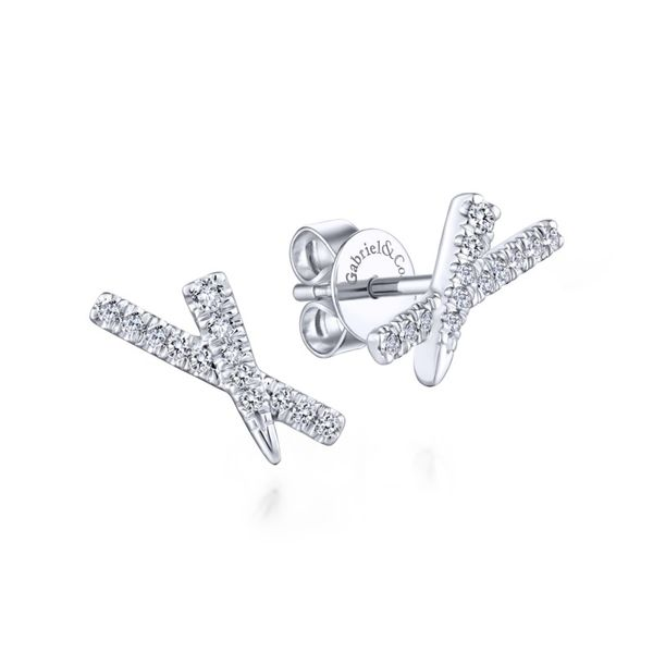 14 Karat White Gold X Diamond Stud Earrings Meigs Jewelry Tahlequah, OK