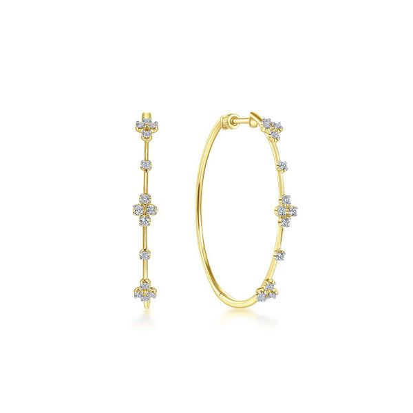 14k Yellow Gold Diamond Hoop Earrings Meigs Jewelry Tahlequah, OK