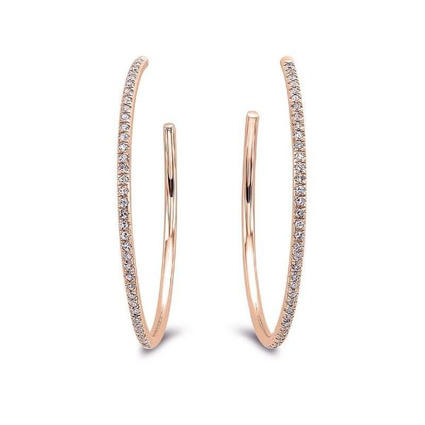 14kt Rose Gold Small Diamond Hoop Earrings Meigs Jewelry Tahlequah, OK