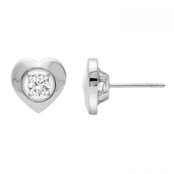14 Karat White Gold Diamond Heart Earrings Meigs Jewelry Tahlequah, OK
